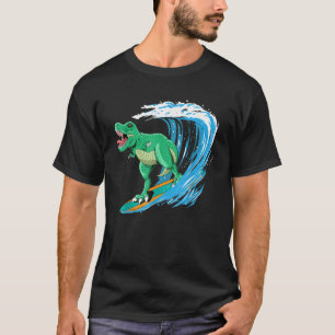 T-shirt Drôle T Rex Surf Dinosaur Summer Dino Beach Sur