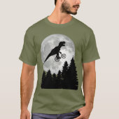 T-shirt Drôle T-Rex volant sur vélo avec Pleine lune (Devant)