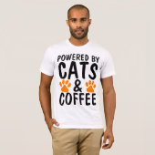T-shirt Drôle T-shirts, CATS ET CAFÉ, POWERED BY ! (Devant entier)