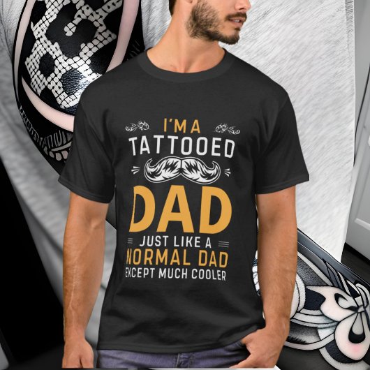 T-shirt drôle tatouage papa mot art