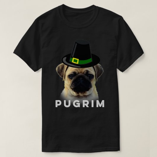 T-shirt Drôle Thanksgiving Pilgrim Carlin Chien (Design devant)