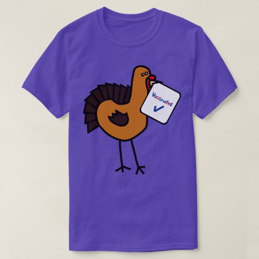 T-shirt Drôle Thanksgiving Turquie avec signe vacciné (Design devant)