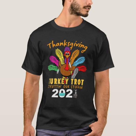 T-shirt Drôle Thanksgiving Turquie Trot (Devant)