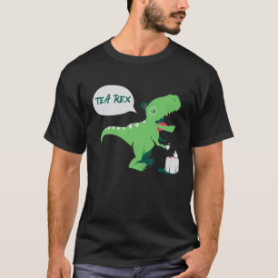 T-shirt Drôle Thé Cute Rex Tyrannosaurus Dino Boire Thé