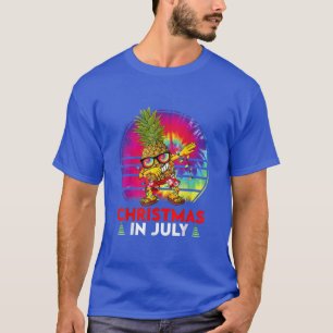 T-shirt Drôle Tie Dye Dabbing Ananas Noël En Juillet