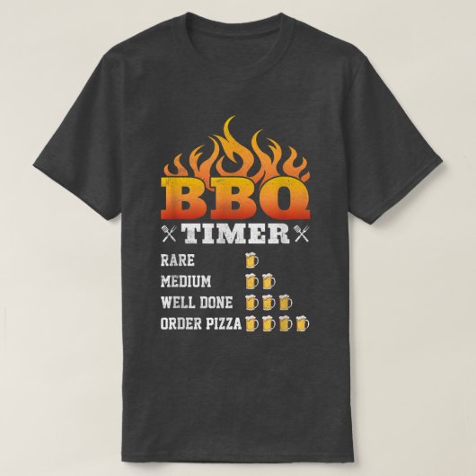 T-shirt Drôle Timer barbecue, Timer barbecue Grill Gri (Design devant)