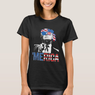 T-shirt Drôle Trump 4 juillet Merica Drapeau américain Sun