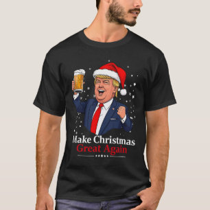 T-shirt Drôle Trump Boire Bière Faire Noël 2024 Grea