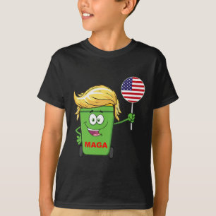 T-shirt Drôle Trump Mega Cartoon Poubelle Drapeau Américai