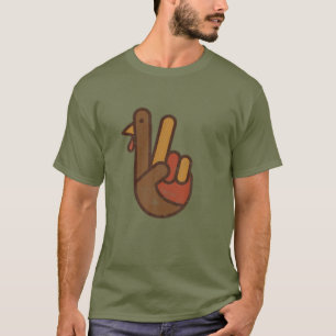 T-shirt Drôle Turquie mains Thanksgiving Retro Vert Vinta