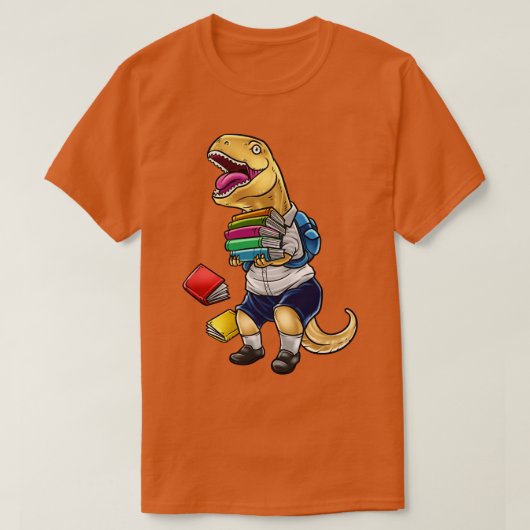 T-shirt Drôle Tyrannosaurus Rex Avec École De Livres (Design devant)