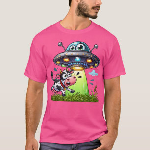 T-shirt Drôle Ufo Enduction Dessin Avec Vache