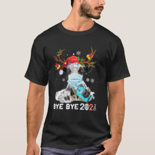 T-shirt Drôle Vache Noël Masque Visage Bye Bye 2021 Xmas C