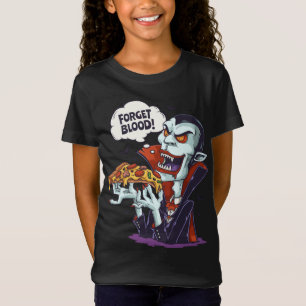 T-Shirt Drôle Vampire Manger Pizza Halloween Costume pâle