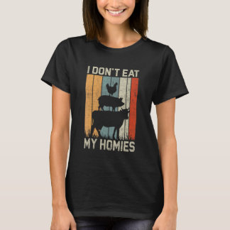 T-shirt drôle végétalien Je ne mange pas mes potes