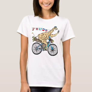 T-shirt Drôle vélo touring caricature girafe bikepacking