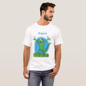 T-shirt Drôle vert souriant animé lézard d'iguane (Devant entier)