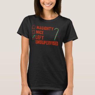 T-shirt Drôle Vêtements de Noël Naughty Nice Gauche Unsupe