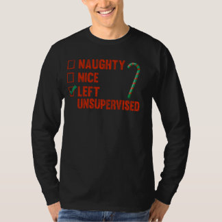 T-shirt Drôle Vêtements de Noël Naughty Nice Gauche Unsupe