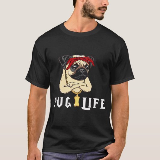 T-shirt Drôle Vie de Pug mignon (Devant)