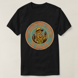T-shirt Drôle Vintage Maïs Illinois et Rétro Ville