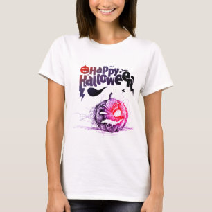 T-shirt Drôle visage Citrouille éffrayant heureux Hallowee