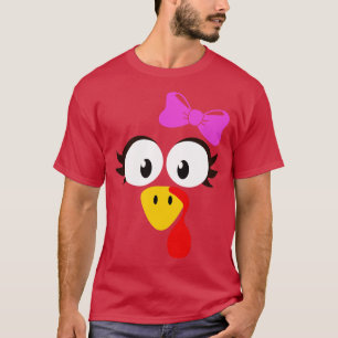 T-shirt Drôle visage de dinde grâces pour les filles rose