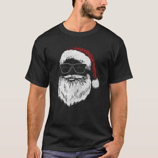 T-shirt Drôle visage Père Noël avec lunettes de soleil Cas (Devant)