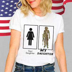 T-shirt Drôle Votre Fille Ma Fille Militaire Maman Papa