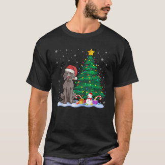 T-shirt Drôle Weimaraner Chien Xmas Lumières Arbre Reindee