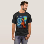 T-shirt Drôle Wolf peinture amoureux des chiens Starry Nig (Devant entier)