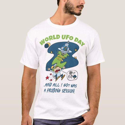 T-shirt Drôle World UFO Day Probing Session Cartoon (Devant)