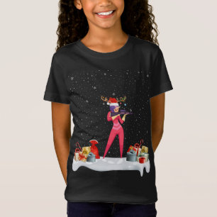 T-Shirt Drôle Xmas Éclairage Reindeer Santa Hat Biathlon C