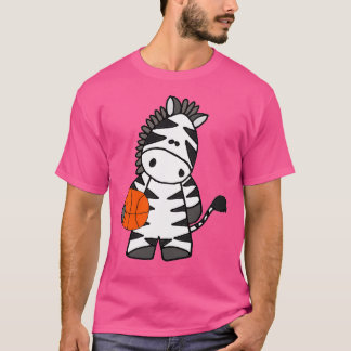 T-shirt Drôle Zebra Jouer Basketball Cartoon