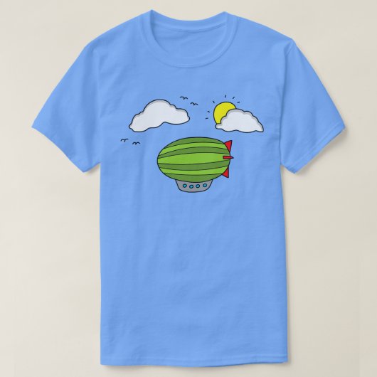 T-shirt Drôle Zeppelin Vert Volant Dans Le Ciel (Design devant)