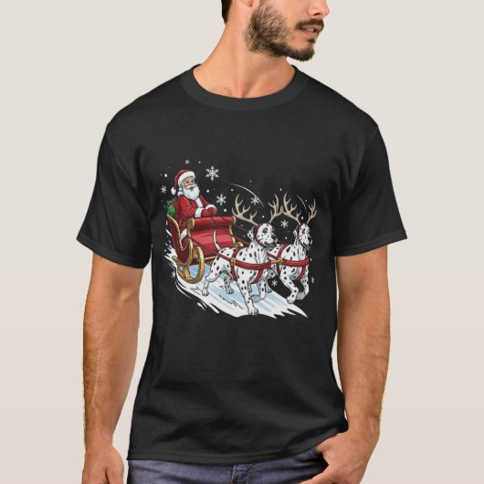 T-shirt Drôles de chiens dalmatiens de Noël (Devant)