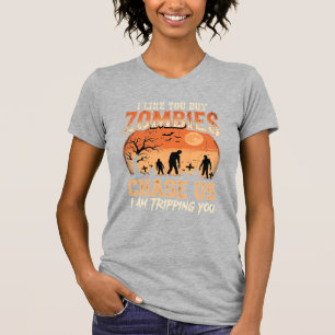 T-shirt Drôles de zombies Halloween nous poursuivent Desig