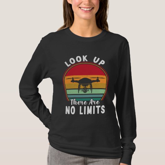 T-shirt Drone Pilot Look Up There Are No Limits FPV Quadco (Devant)