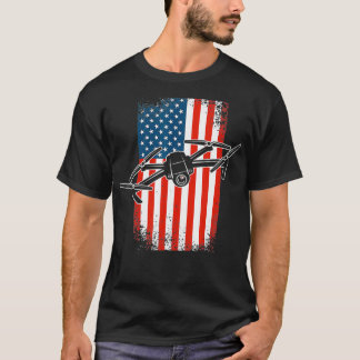 T-shirt Drone Pilote Quadcopter UAV 4 juillet American Fl
