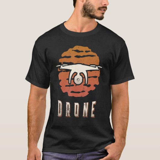T-shirt Drone Vintage Retro Classic Sunset (Devant)