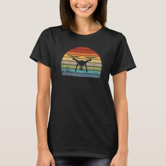 T-shirt Drone vintage Rétro Drone Silhouette Aéronef Quad