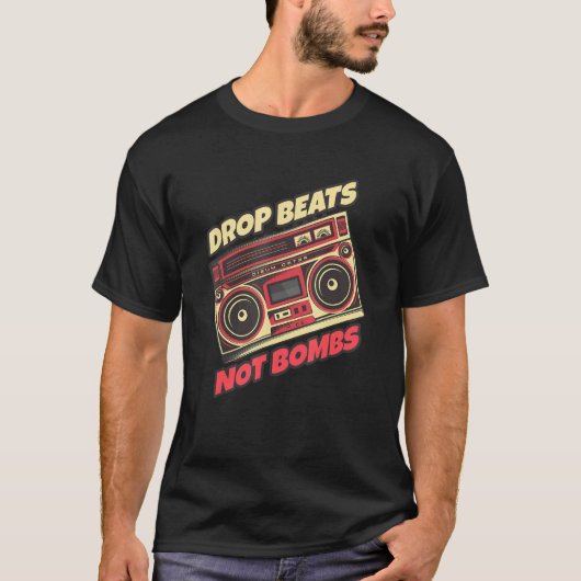 T-shirt Drop Beats Not Bombs Musicien Musique Stéréo (Devant)