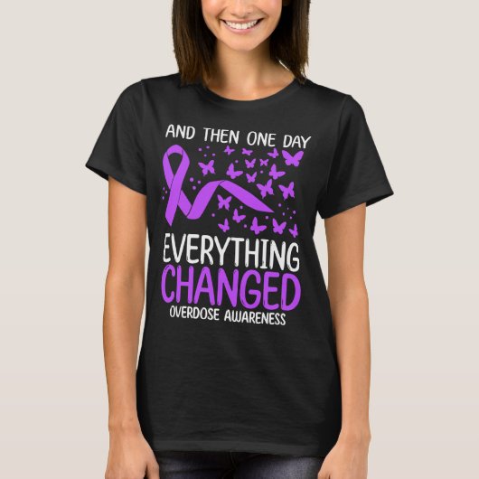 T-shirt Drug Abuse Ribbon Fighter Overdose Awareness (Devant)