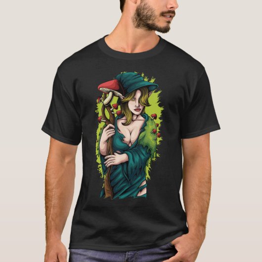 T-shirt Druide à la recherche de champignons (Devant)