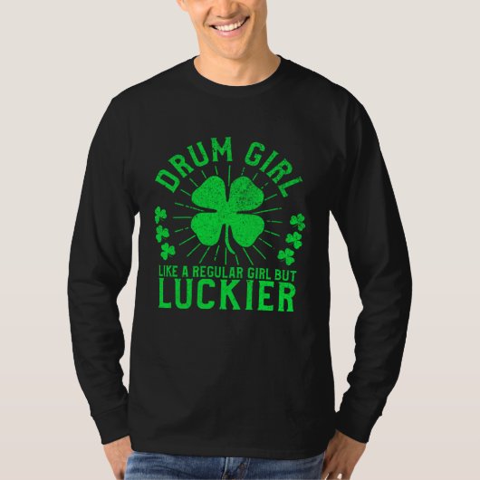 T-shirt Drum Girl  St Patrick s Day Female Drummer Drum Pl (Devant)