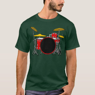 T-shirt Drum Kit Rouge Drummer Musicien