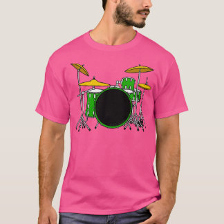 T-shirt Drum Kit vert Drummer Musicien