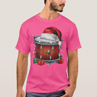 T-shirt Drum Musicien Xmas Éclairage Père Noël Drum Musica