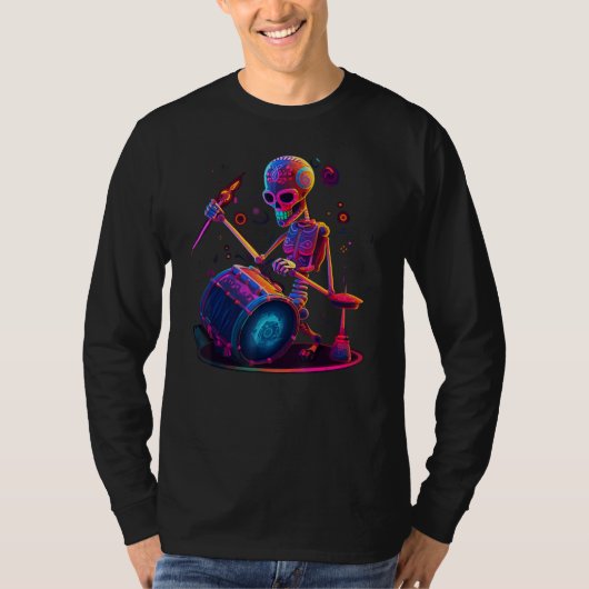 T-shirt Drum Sticks Skeleton Drummer Kit (Devant)