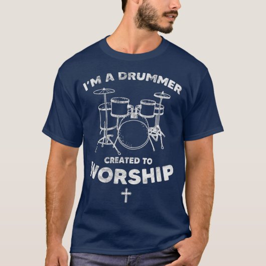 T-shirt Drummer créé pour adorer le don de foi chrétienne (Devant)